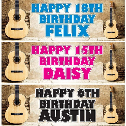 2 Personalised Acoustic Guitar Birthday Celebration Banners Decoration Posters