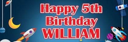 2 Personalised Space Rocket Party Celebration Banners Decoration Posters