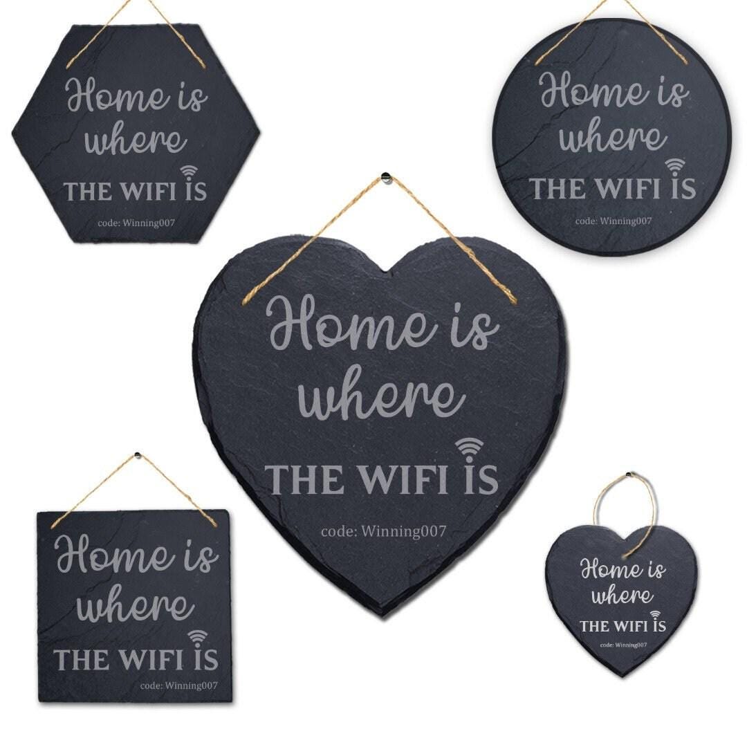 Family Wifi Code Home Guest Personalised Hanging Slate Sign House Warming Gift