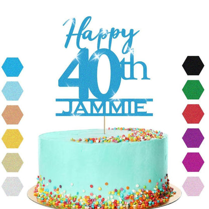 Personalised Name 40th Birthday Glitter Cake Topper Party Cake Decoration Gift