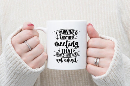 I Survived Another Meeting Mug & Coaster - Funny Office Gift