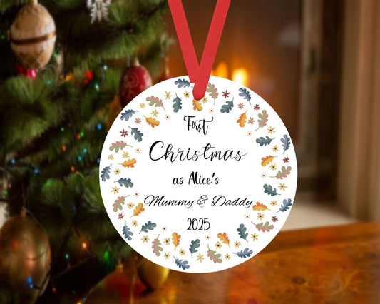 First Christmas As Baby Parents Mummy Daddy Bauble Xmas Ceramic Ornament Gift