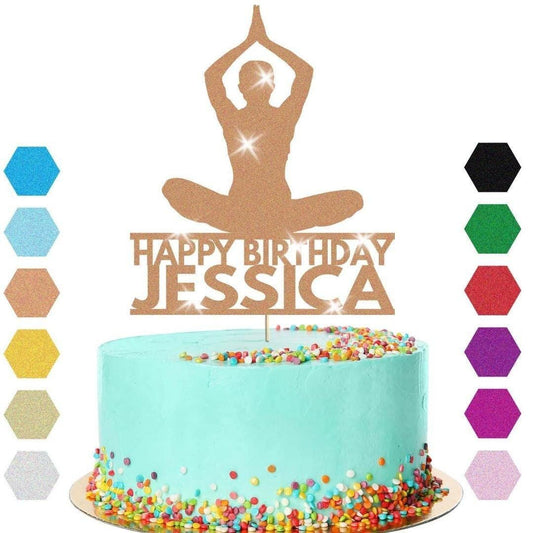 Yoga Cake Topper Personalised Girl Woman Birthday Cake Decoration Any Name & Age