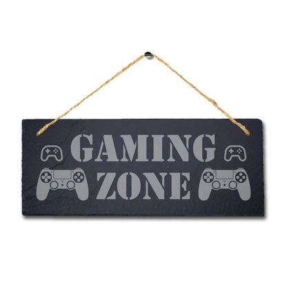 Gaming Zone Laser Engraved Hanging Slate Sports Gaming Room Home Plaque Sign
