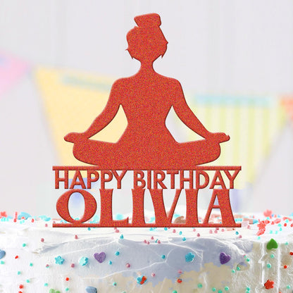 Personalised Acrylic Girl Yoga Spiritual Birthday Cake Topper Decoration Gift