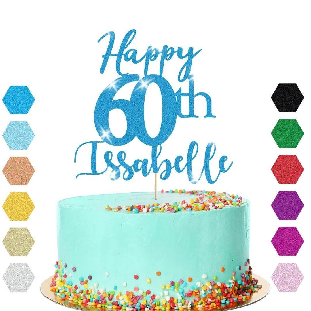 Personalised Name 60th Birthday Glitter Cake Topper Party Cake Decoration Gift