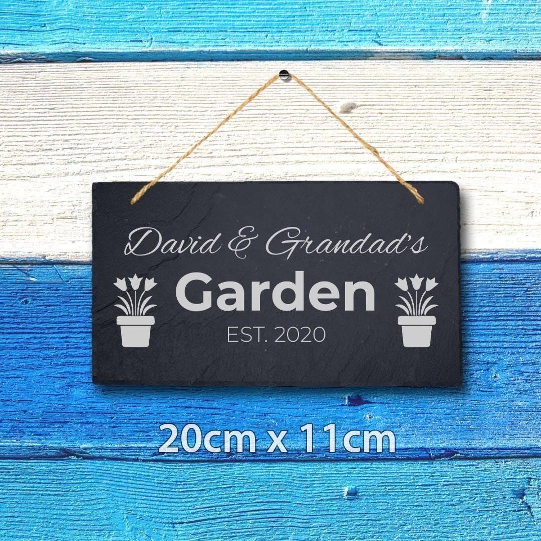 Personalised Slate Plaque Home Garden Sign Laser Engraved Fence Stone Art Gift