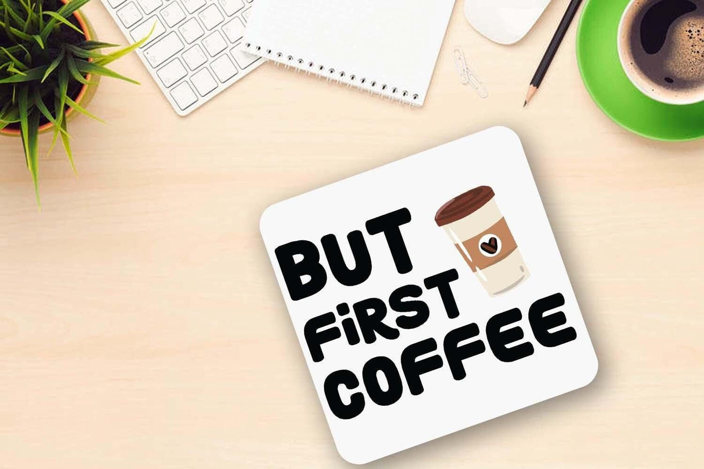 But First Coffee Mug & Coaster Gift Set Novelty Funny Office Mug Tea Coffee Cup Gift