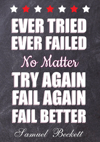 Try Again Wall Art Poster Inspirational Motivational Quote Print Room Home Decor
