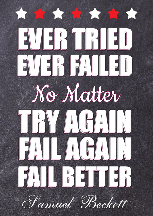 Try Again Wall Art Poster Inspirational Motivational Quote Print Room Home Decor