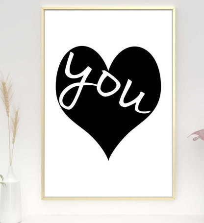 Love You Heart Inspirational Positive Thought Quote Poster Print Wall