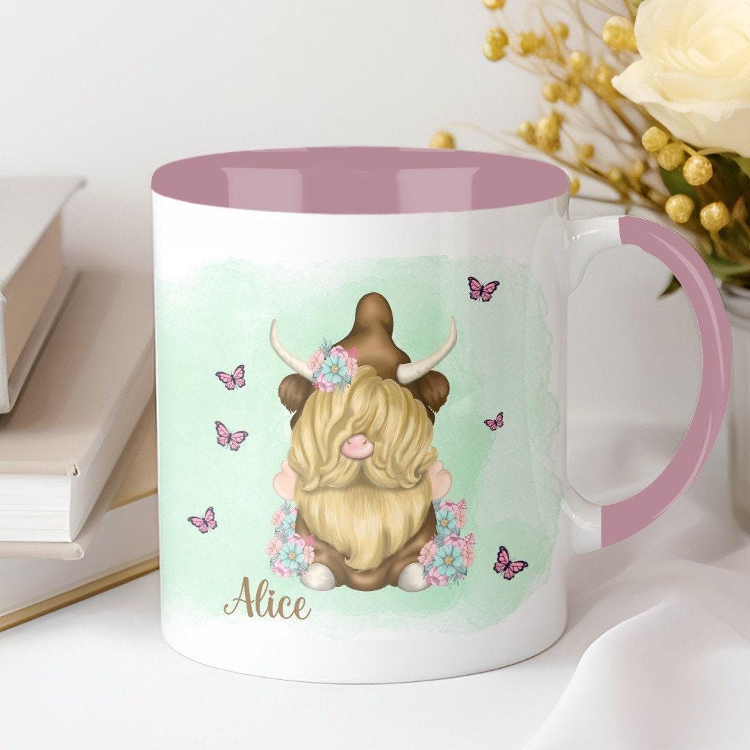 Personalised Highland Cow Gonk Custom Name Mug & Coaster Set  Secret Santa Cute Cow Gonk Mug Christmas Gift