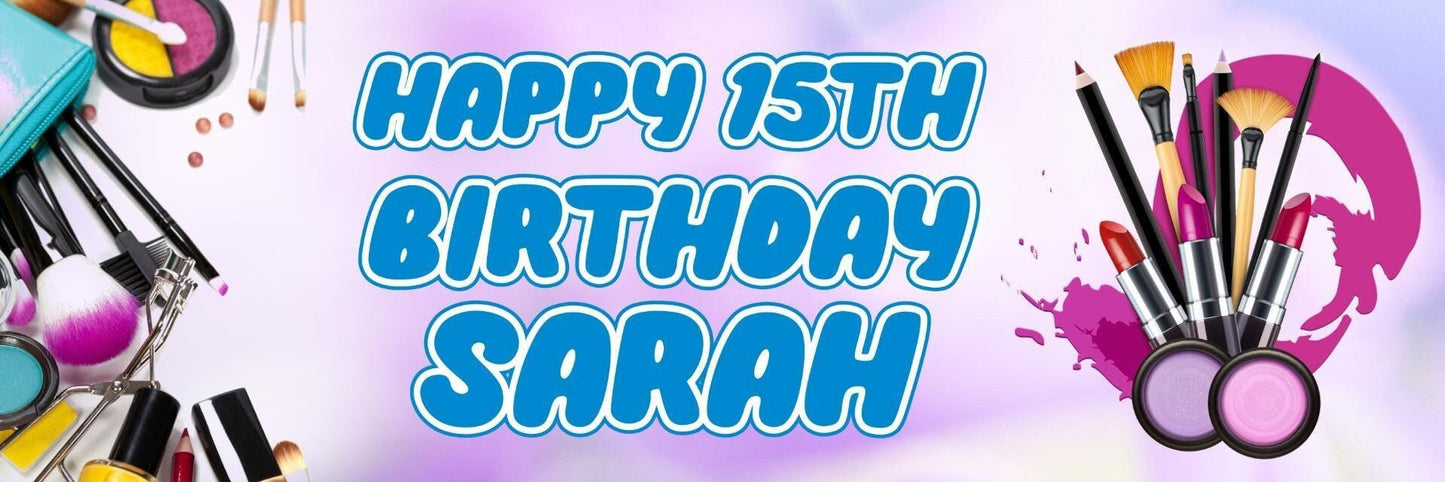2 Personalised Make Up Birthday Party Celebration Banners Decoration Posters