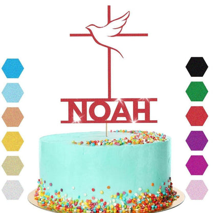 Personalised Cross With Dove Confirmation Cake Topper Congratulation Any Name