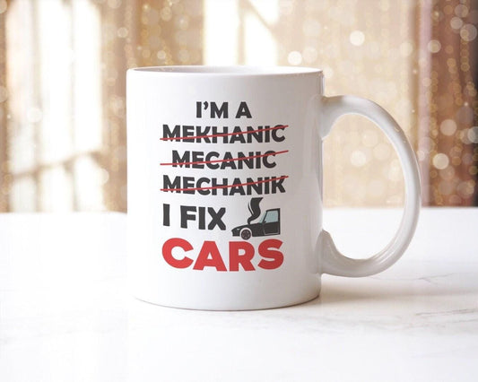 Mechanic Mug & Coaster Set: I Fix Cars, Novelty Gift