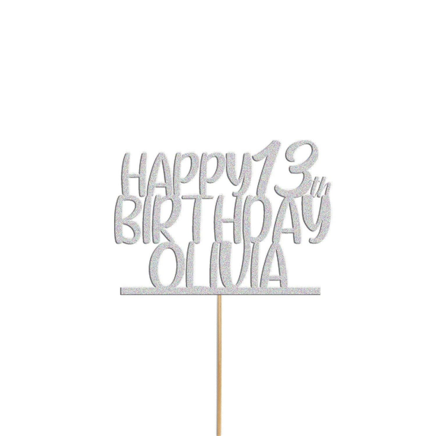 Personalised Glitter Birthday Cake Topper: Custom Name & Age