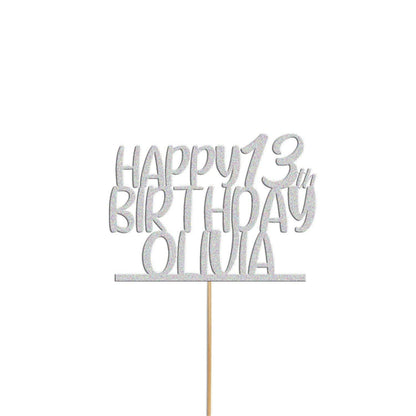 Personalised Glitter Birthday Cake Topper: Custom Name & Age