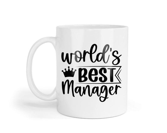 Worlds Best Manager Funny Ceramic Novelty Mug & Coaster Coffee Tea Cup Gift Office Workspace