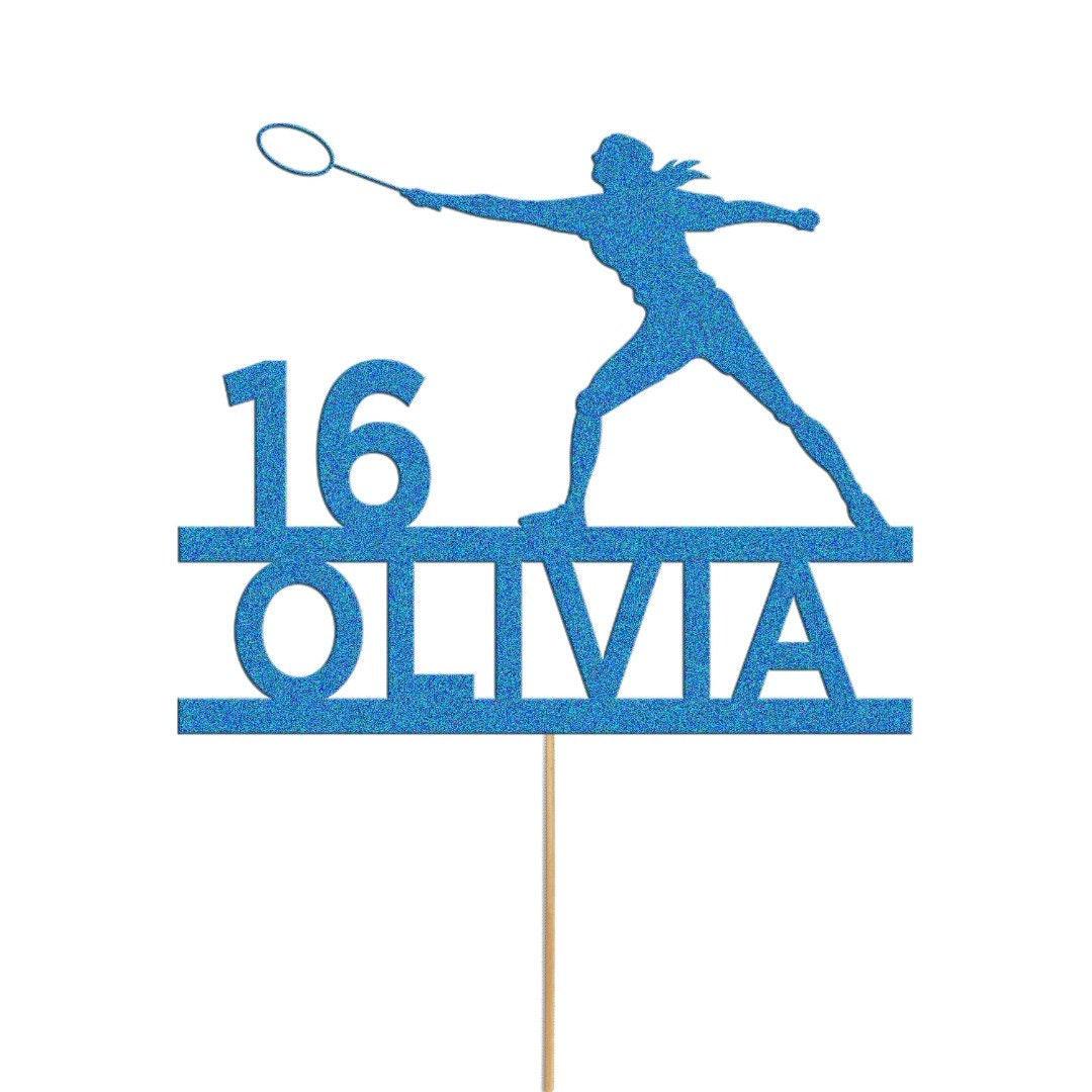 Personalised Glitter Tennis Cake Topper: Any Name & Age