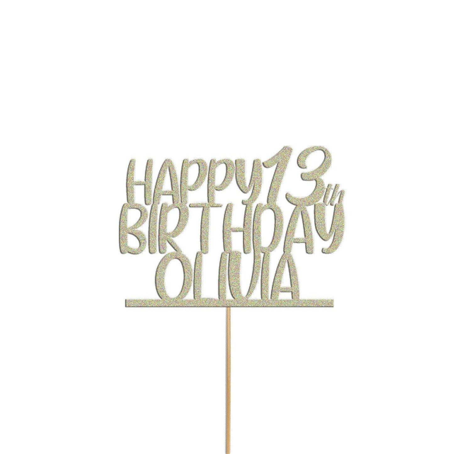 Personalised Glitter Birthday Cake Topper: Custom Name & Age