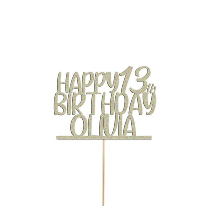 Personalised Glitter Birthday Cake Topper: Custom Name & Age