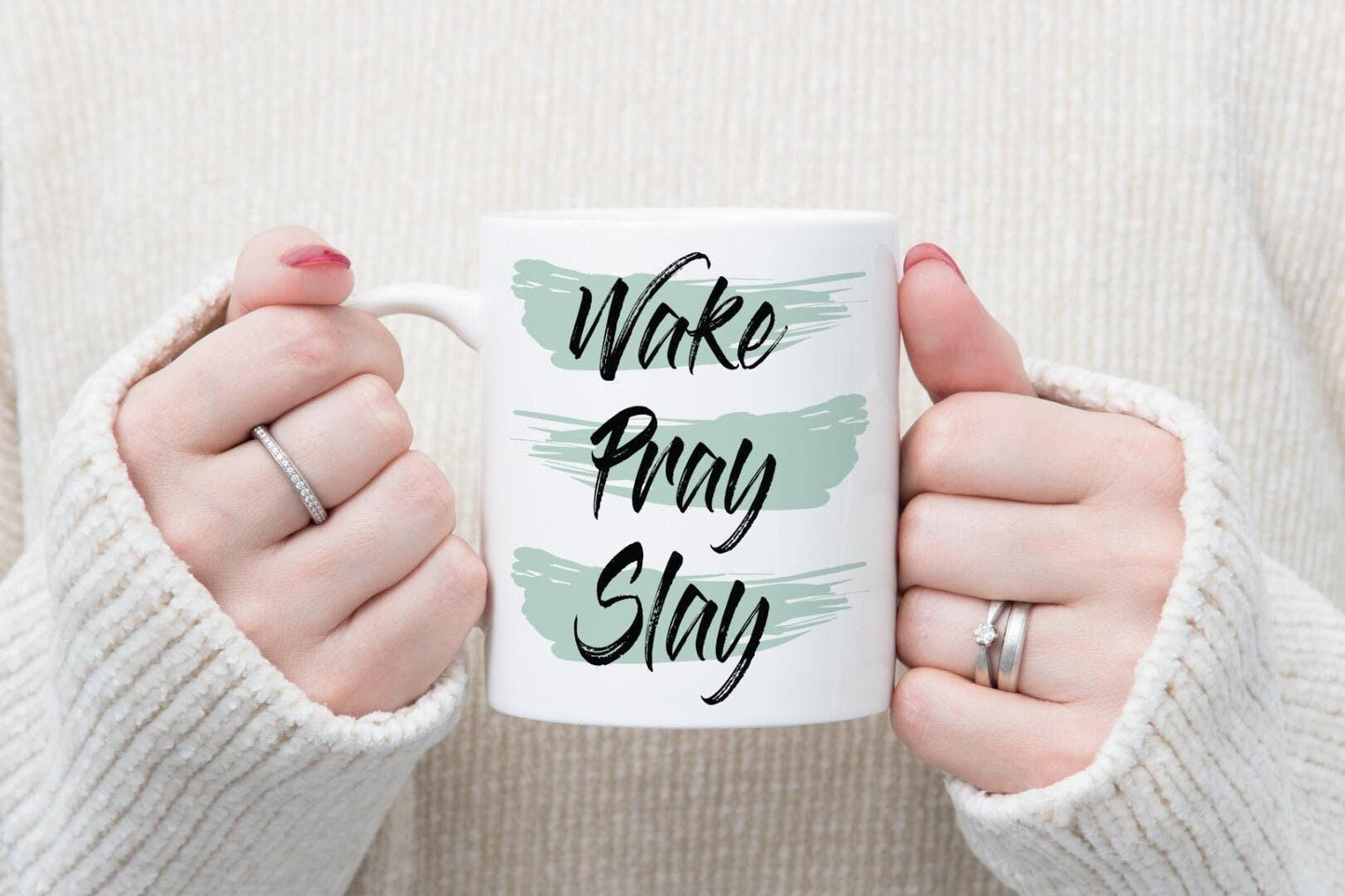 Wake Pray Slay Mug & Coaster Set Inspirational Birthday Christmas Coffee Gift