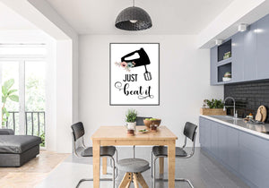 Just Beat It Kitchen Minimalist Portrait Wall Art Home Dining Decor Print Poster