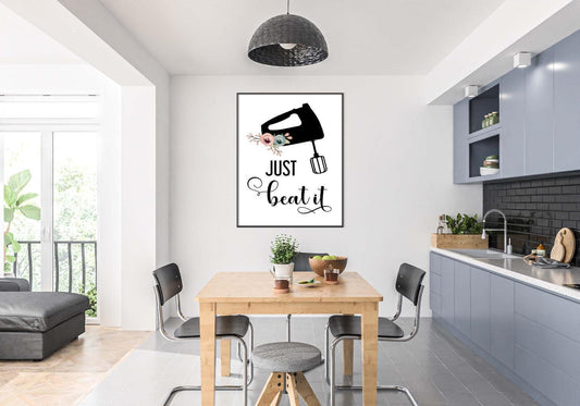 Just Beat It Kitchen Minimalist Portrait Wall Art Home Dining Decor Print Poster