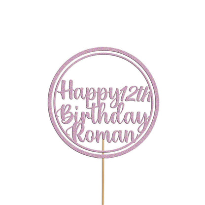 Personalised Glitter Cake Topper: Custom Name & Age