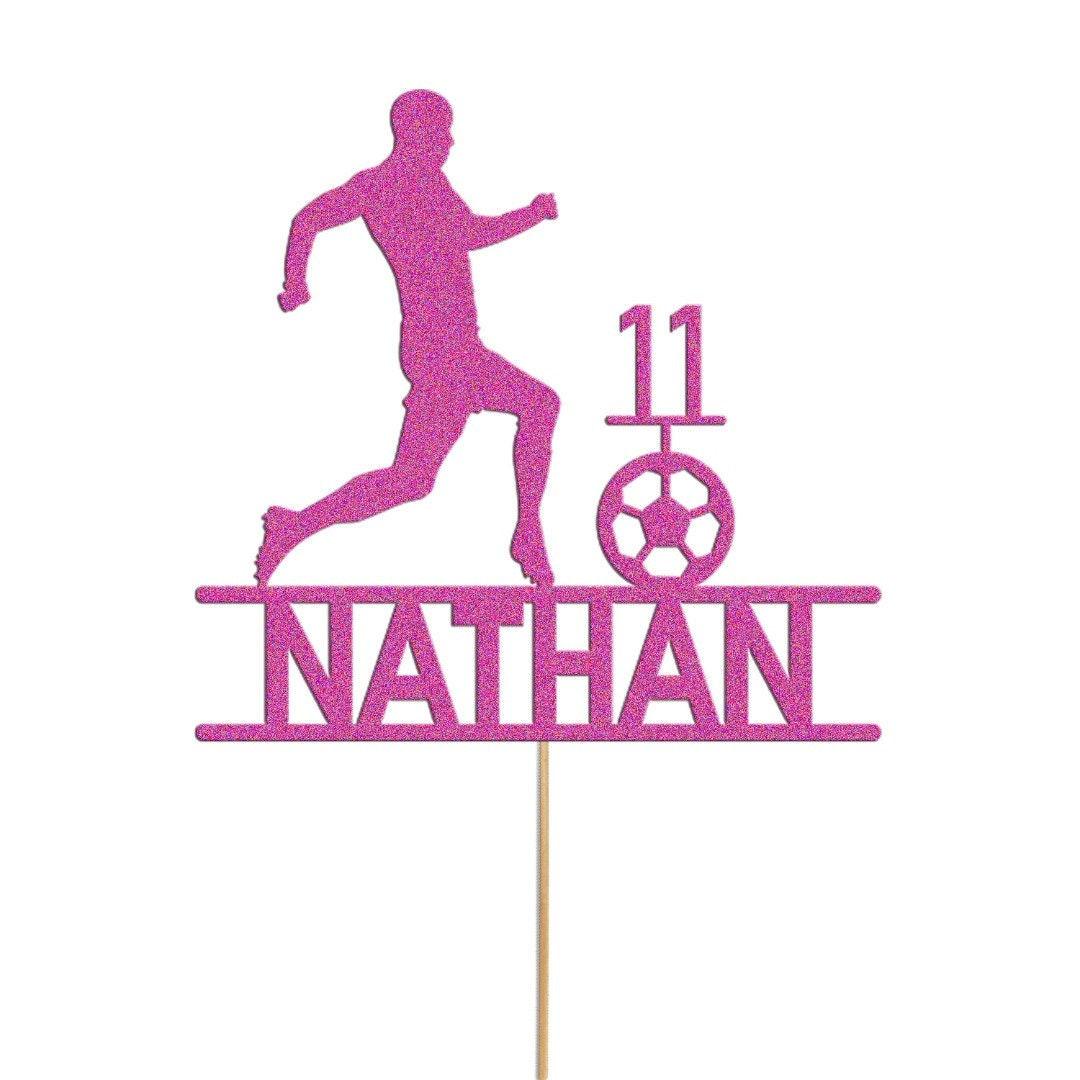 Personalised Football Cake Topper Footballer Birthday Decoration Any Name & Age