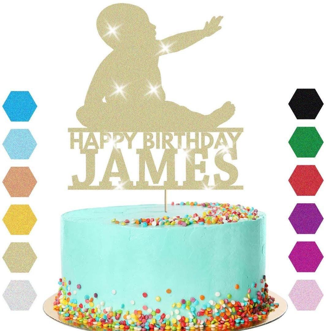 Newborn Baby Cake Topper Personalised Boy Girl Birthday Cake Decoration Any Name & Age