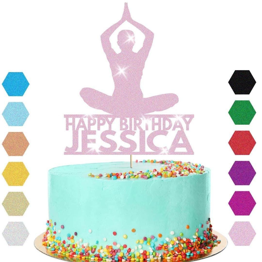 Yoga Cake Topper Personalised Girl Woman Birthday Cake Decoration Any Name & Age