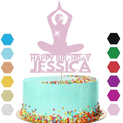 Yoga Cake Topper Personalised Girl Woman Birthday Cake Decoration Any Name & Age