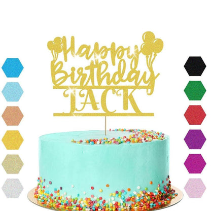 Personalised Balloons Happy Birthday Glitter Cake Topper Party Cake Decoration