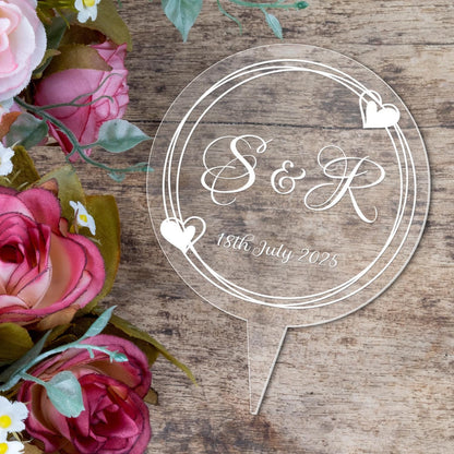 Personalised Monogram Initials Cake Topper Wedding Engagement Decoration