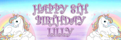 2x Customisable Unicorn On Clouds Birthday Banners Personalised Party Decorations For Girls Fairy-tale Celebrations