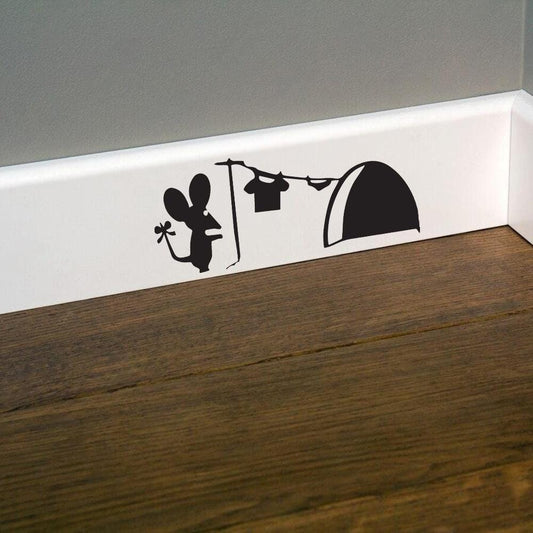 Mouse Washing Line Home Mice Skirting Board Wall Art Sticker Decal
