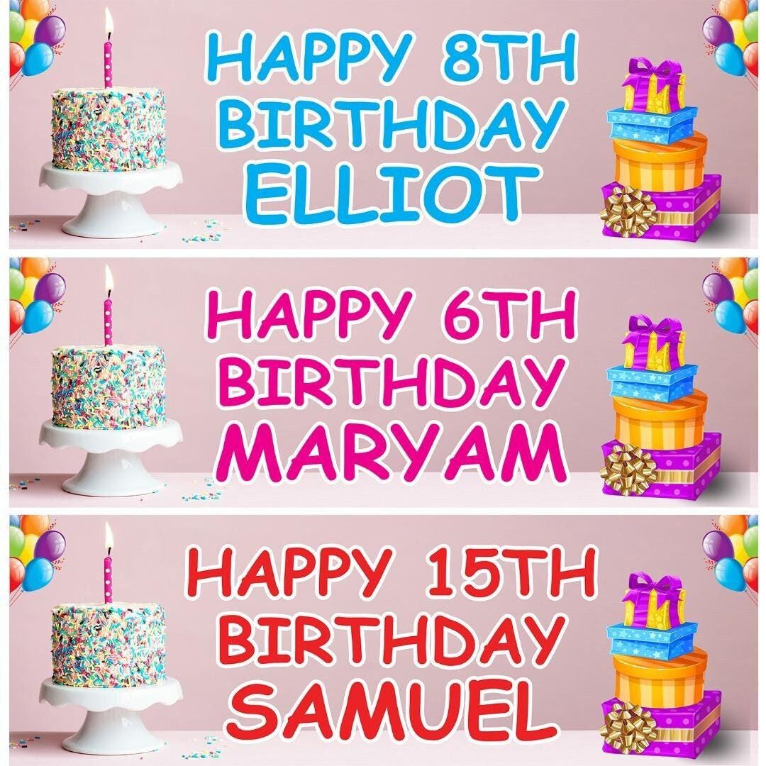 Personalised Birthday Party Banner: Custom Name & Age, Pack of 2