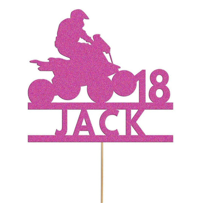 Personalised Quad Bike Glitter Cake Topper: Any Name & Age