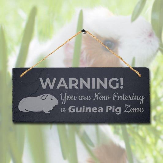 Warning You Entering Guinea Pig Zone Hanging Slate Pig Cote Pigsties Plaque Sign