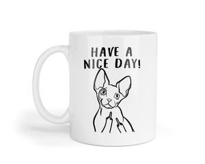 Sphynx Cat Mug: Funny Middle Finger Coffee Cup - Gift for Cat Lovers