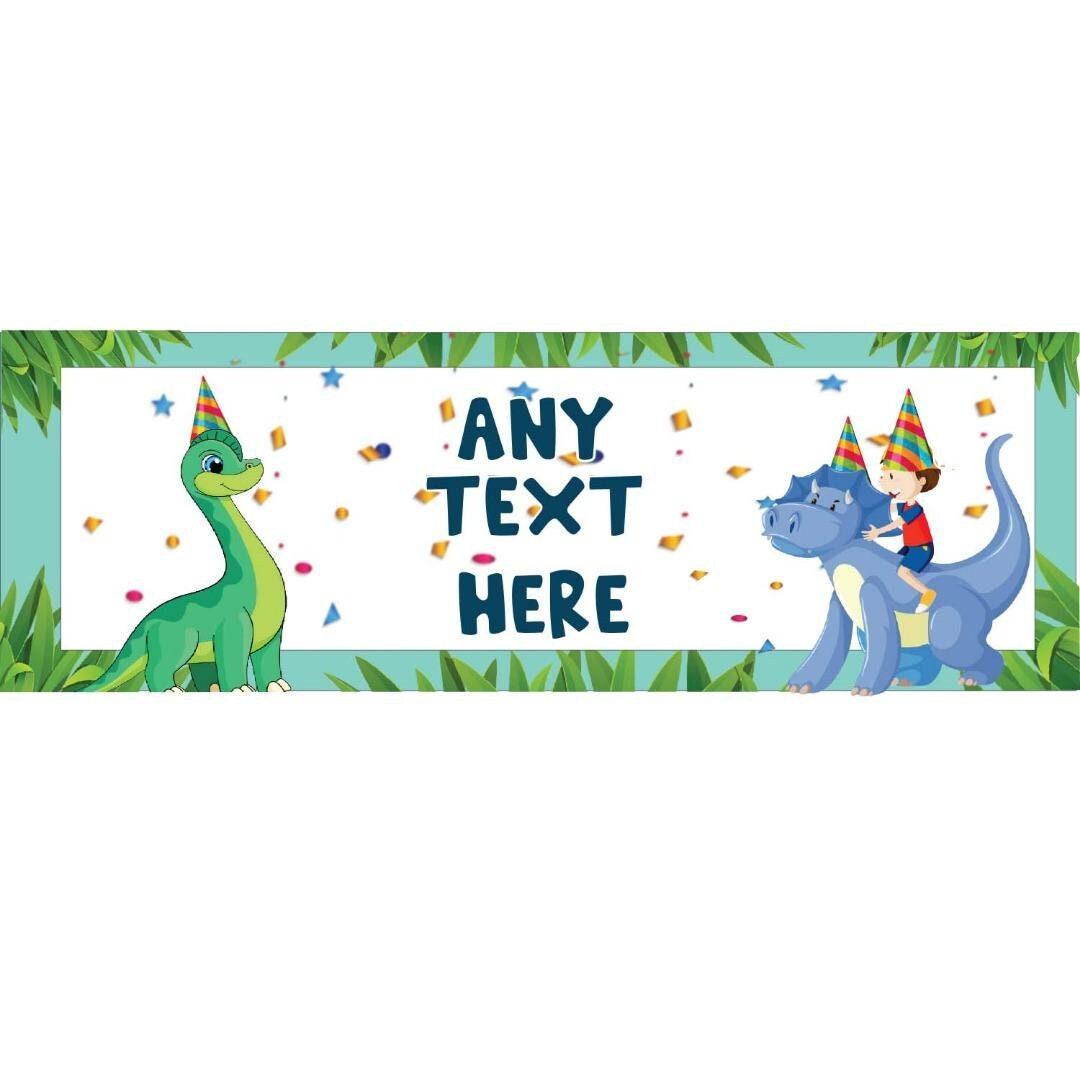 2x Personalised Dinosaur Birthday Banner Set: Jurassic Party Decor