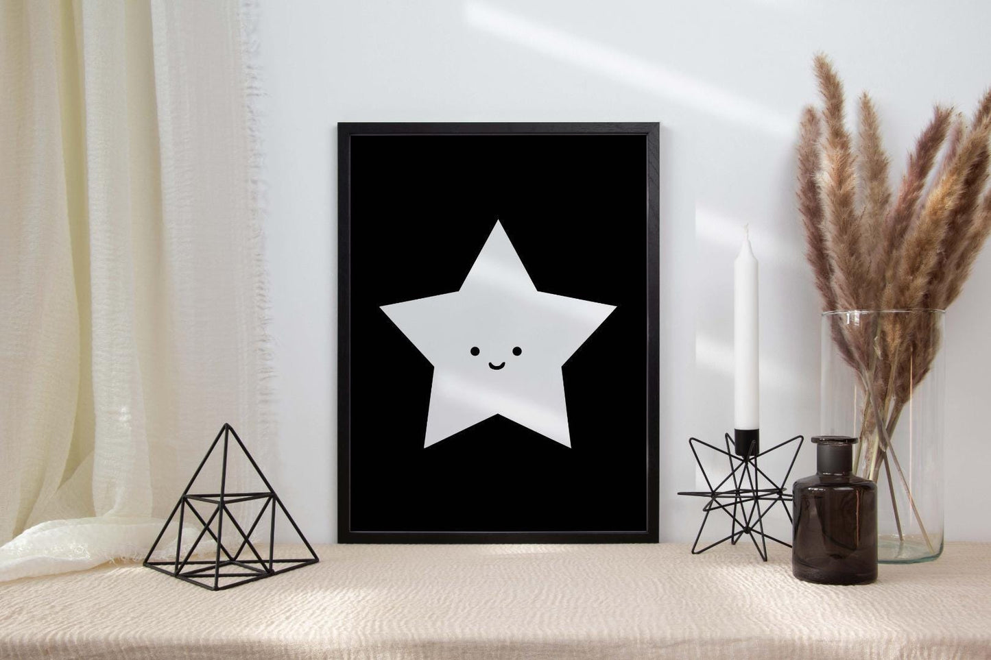 Cute Star Face Nursery Bedroom Boys Girls Wall Decor Art Poster Print