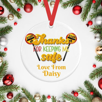 Personalised Lollypop Lady Christmas Ceramic Bauble Gift  Thanks Keeping Me Safe Tree Hanging Decoration