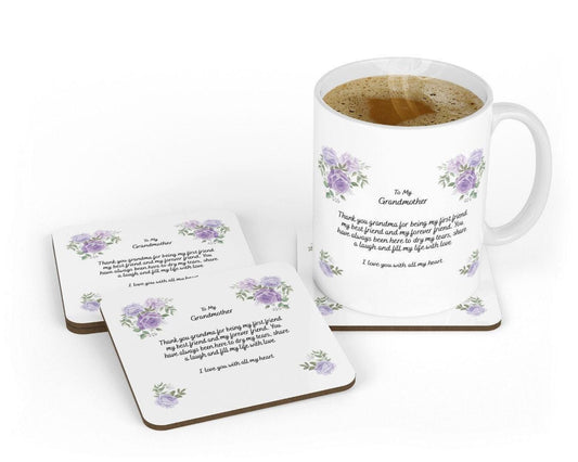 Grandmother Floral Coffee Mug & Coaster Gift Set