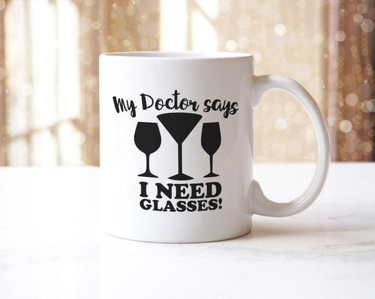 Funny 'My Doctor Says I Need Glasses' Novelty Mug & Coaster