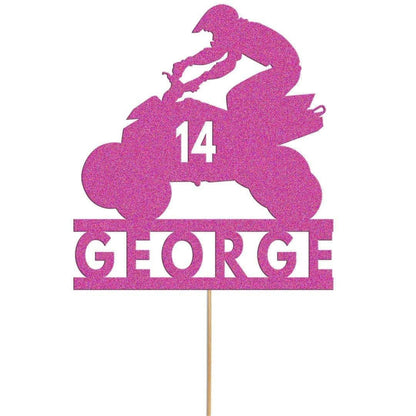 Personalised Glitter Quad Bike Cake Topper: Custom ATV Decoration