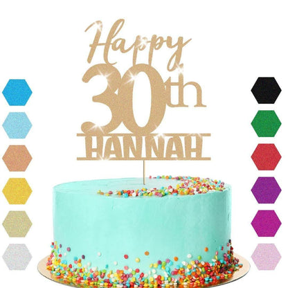 Personalised Name 30th Birthday Glitter Cake Topper Party Cake Decorations Gift