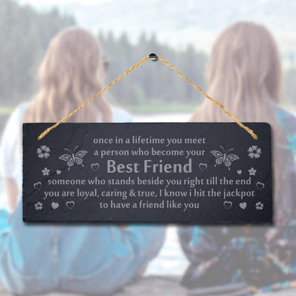 Bestfriends Laser Engraved Hanging Slate Friendship Sentimental Gift Plaque Sign