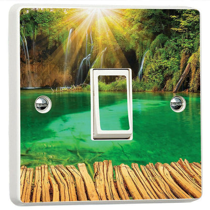 Croatia Parks Lake Waterfall 3d Light Switch Sticker Cover Vinyl Skin Wall Decal